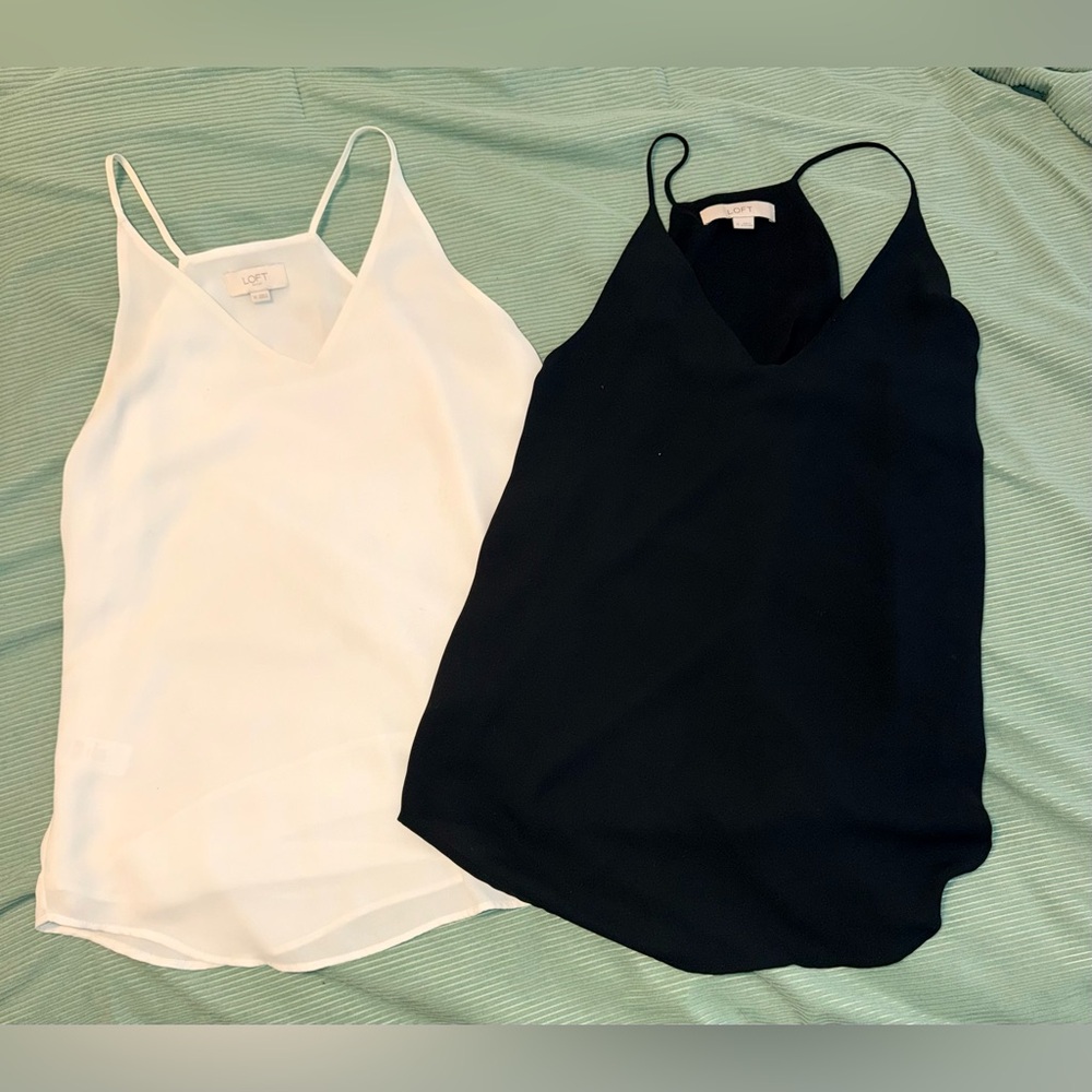 LOFT Black and Cream Strappy Tank Bundle of 2 - XS - Picture 2 of 6